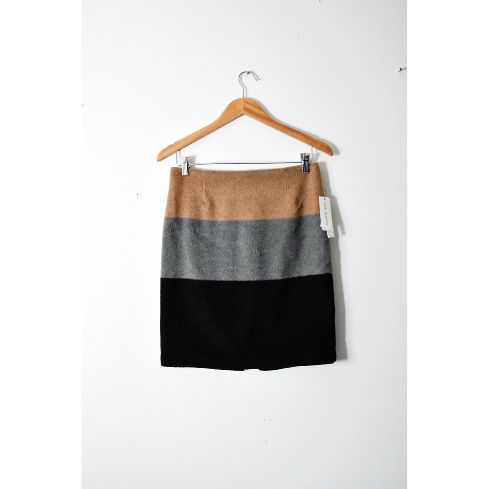 Amanda + Chelsea Pencil Skirt Women Small Camel Grey Black Color Block NEW